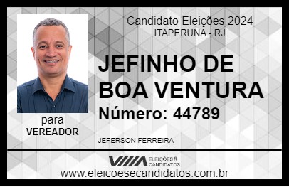 Candidato JEFFINHO BOA VENTURA 2024 - ITAPERUNA - Eleições