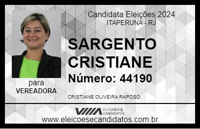 Candidato SARGENTO CRISTIANE 2024 - ITAPERUNA - Eleições