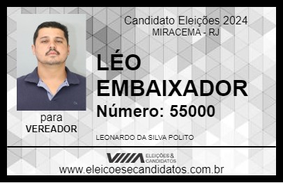 Candidato LÉO EMBAIXADOR 2024 - MIRACEMA - Eleições