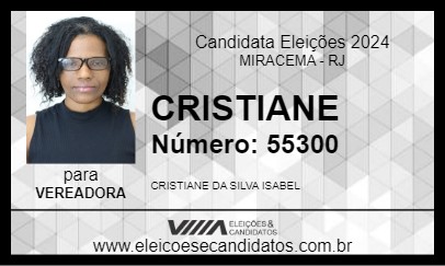 Candidato CRISTIANE 2024 - MIRACEMA - Eleições