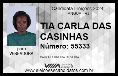 Candidato TIA CARLA DAS CASINHAS 2024 - TANGUÁ - Eleições