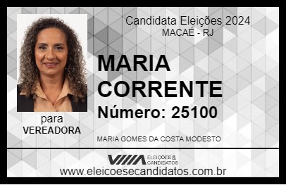 Candidato MARIA CORRENTE 2024 - MACAÉ - Eleições