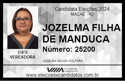 Candidato JOZELMA FILHA DE MANDUCA 2024 - MACAÉ - Eleições