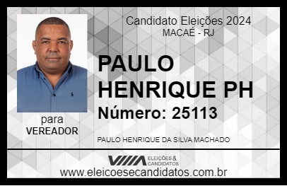 Candidato PAULO HENRIQUE PH 2024 - MACAÉ - Eleições