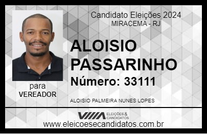 Candidato ALOISIO PASSARINHO 2024 - MIRACEMA - Eleições