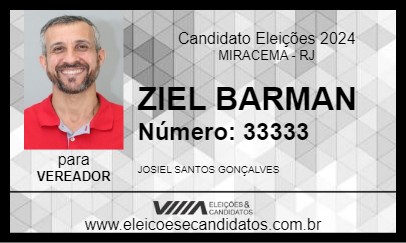 Candidato ZIEL BARMAN 2024 - MIRACEMA - Eleições