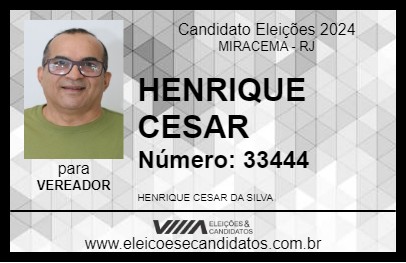 Candidato HENRIQUE CESAR 2024 - MIRACEMA - Eleições