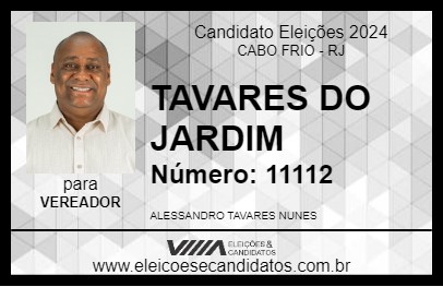 Candidato TAVARES DO JARDIM 2024 - CABO FRIO - Eleições