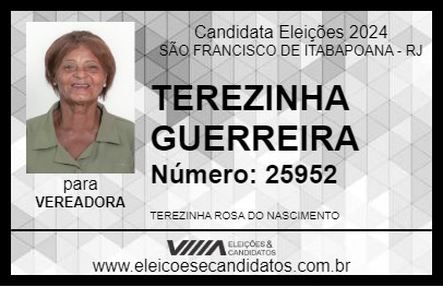 Candidato TEREZINHA GUERREIRA 2024 - SÃO FRANCISCO DE ITABAPOANA - Eleições