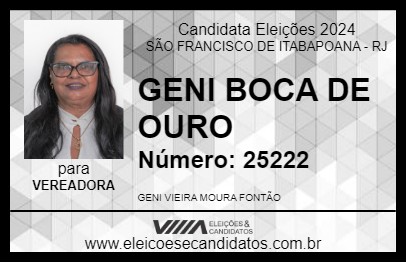 Candidato GENI BOCA DE OURO 2024 - SÃO FRANCISCO DE ITABAPOANA - Eleições