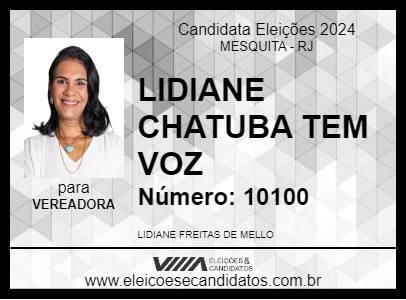 Candidato LIDIANE CHATUBA TEM VOZ 2024 - MESQUITA - Eleições