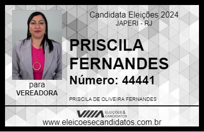 Candidato PRISCILA FERNANDES 2024 - JAPERI - Eleições