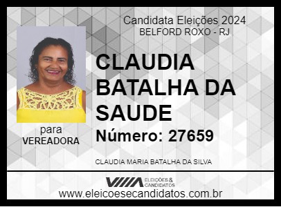 Candidato CLAUDIA BATALHA DA SAUDE 2024 - BELFORD ROXO - Eleições