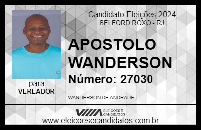 Candidato APOSTOLO WANDERSON 2024 - BELFORD ROXO - Eleições