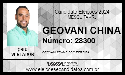 Candidato GEOVANI CHINA 2024 - MESQUITA - Eleições