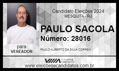 Candidato PAULO SACOLA 2024 - MESQUITA - Eleições