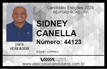 Candidato SIDNEY CANELLA 2024 - BELFORD ROXO - Eleições