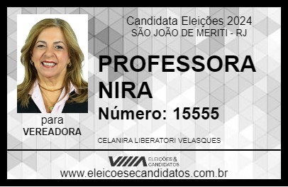 Candidato PROFESSORA NIRA 2024 - SÃO JOÃO DE MERITI - Eleições