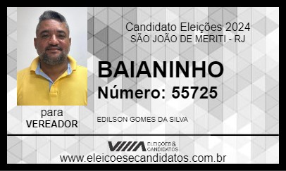 Candidato BAIANINHO 2024 - SÃO JOÃO DE MERITI - Eleições