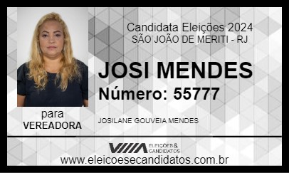 Candidato JOSI MENDES 2024 - SÃO JOÃO DE MERITI - Eleições