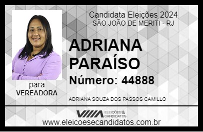 Candidato ADRIANA PARAÍSO 2024 - SÃO JOÃO DE MERITI - Eleições