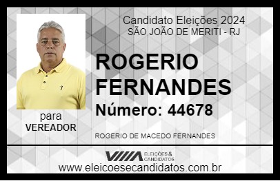 Candidato ROGERIO FERNANDES 2024 - SÃO JOÃO DE MERITI - Eleições