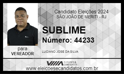 Candidato SUBLIME 2024 - SÃO JOÃO DE MERITI - Eleições