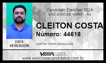 Candidato CLEITON COSTA 2024 - SÃO JOÃO DE MERITI - Eleições