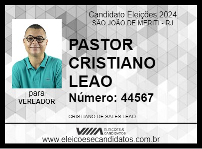 Candidato PASTOR CRISTIANO LEAO 2024 - SÃO JOÃO DE MERITI - Eleições