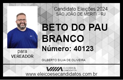 Candidato BETO DO PAU BRANCO 2024 - SÃO JOÃO DE MERITI - Eleições