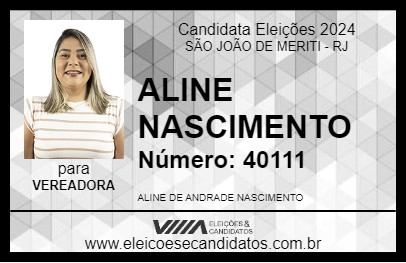 Candidato ALINE NASCIMENTO 2024 - SÃO JOÃO DE MERITI - Eleições