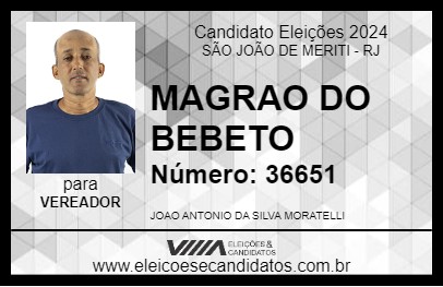 Candidato MAGRAO DO BEBETO 2024 - SÃO JOÃO DE MERITI - Eleições