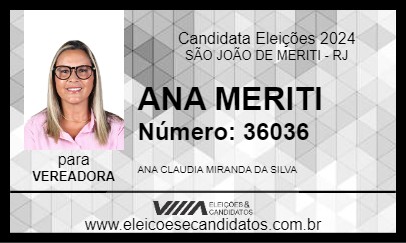 Candidato ANA MERITI 2024 - SÃO JOÃO DE MERITI - Eleições