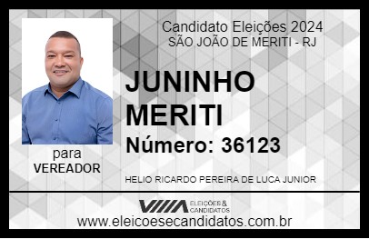 Candidato JUNINHO MERITI 2024 - SÃO JOÃO DE MERITI - Eleições