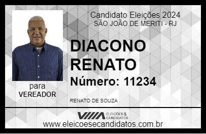 Candidato DIACONO RENATO 2024 - SÃO JOÃO DE MERITI - Eleições