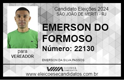 Candidato EMERSON DO FORMOSO 2024 - SÃO JOÃO DE MERITI - Eleições