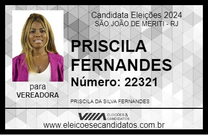 Candidato PRISCILA FERNANDES 2024 - SÃO JOÃO DE MERITI - Eleições