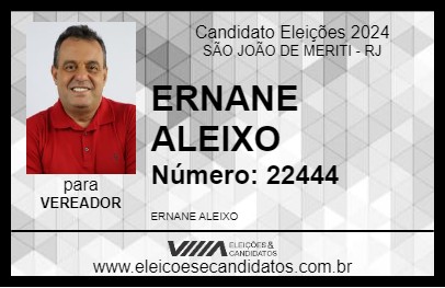 Candidato ERNANE ALEIXO 2024 - SÃO JOÃO DE MERITI - Eleições