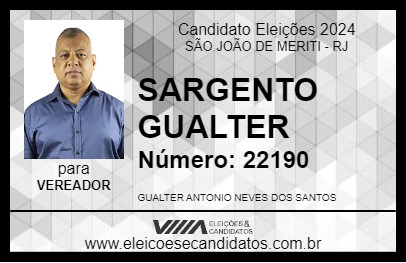 Candidato SARGENTO GUALTER 2024 - SÃO JOÃO DE MERITI - Eleições