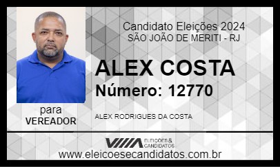 Candidato ALEX COSTA 2024 - SÃO JOÃO DE MERITI - Eleições