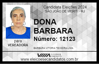 Candidato DONA BARBARA 2024 - SÃO JOÃO DE MERITI - Eleições