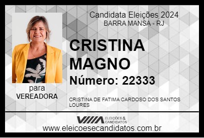 Candidato CRISTINA MAGNO 2024 - BARRA MANSA - Eleições