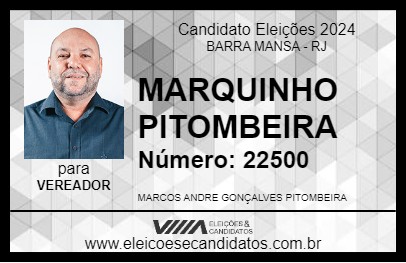 Candidato MARQUINHO PITOMBEIRA 2024 - BARRA MANSA - Eleições