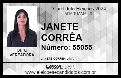 Candidato JANETE CORRÊA 2024 - ARARUAMA - Eleições