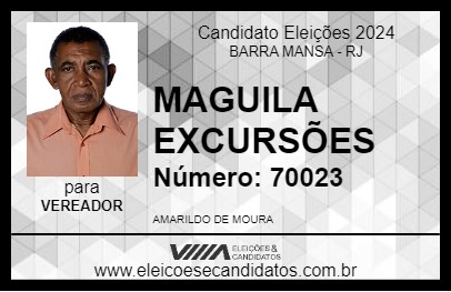 Candidato MAGUILA EXCURSÕES 2024 - BARRA MANSA - Eleições