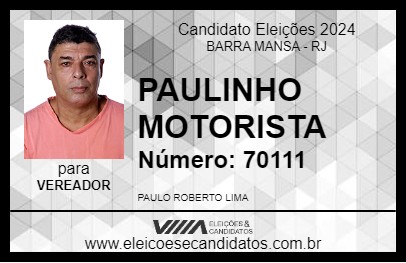 Candidato PAULINHO MOTORISTA 2024 - BARRA MANSA - Eleições