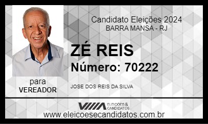 Candidato ZÉ REIS DA VISTA ALEGRE 2024 - BARRA MANSA - Eleições