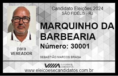 Candidato MARQUINHO DA BARBEARIA 2024 - SÃO FIDÉLIS - Eleições