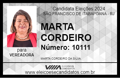 Candidato MARTA CORDEIRO 2024 - SÃO FRANCISCO DE ITABAPOANA - Eleições