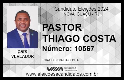 Candidato PASTOR THIAGO COSTA 2024 - NOVA IGUAÇU - Eleições